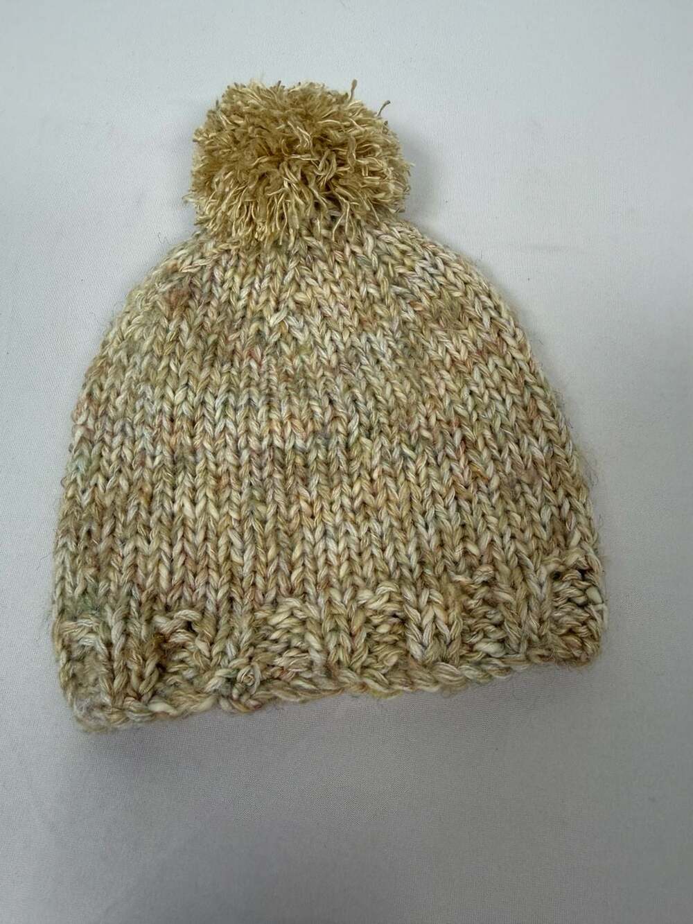 Handmade Chunky Knit Pom Pom Beanie Hat Multicolored